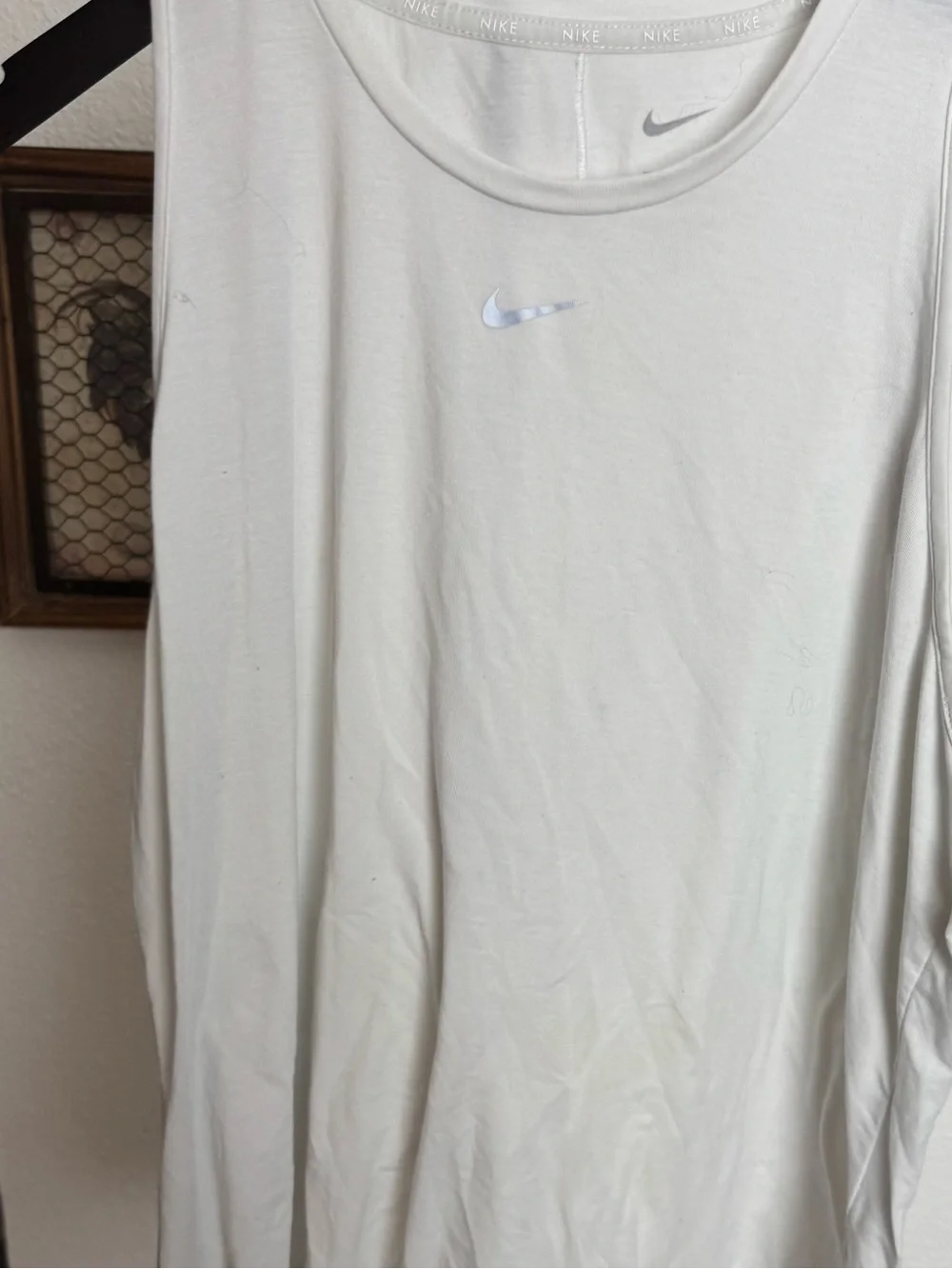Nike White Scoop Neck Athletic Tank Top Dri Fit Size XL